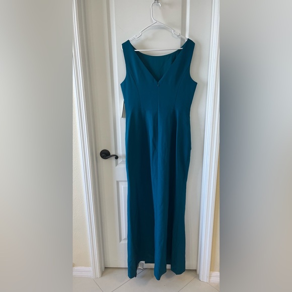 NWT Eliza J Blue Formal Cascading Ruffle Gown With Front Slit Size 12 - Picture 3 of 8